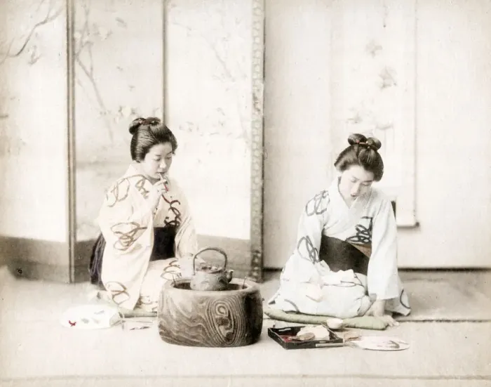 Framed Print : Late 19th century - young Japanese women Framed Print : Late 19th century - young Japanese women