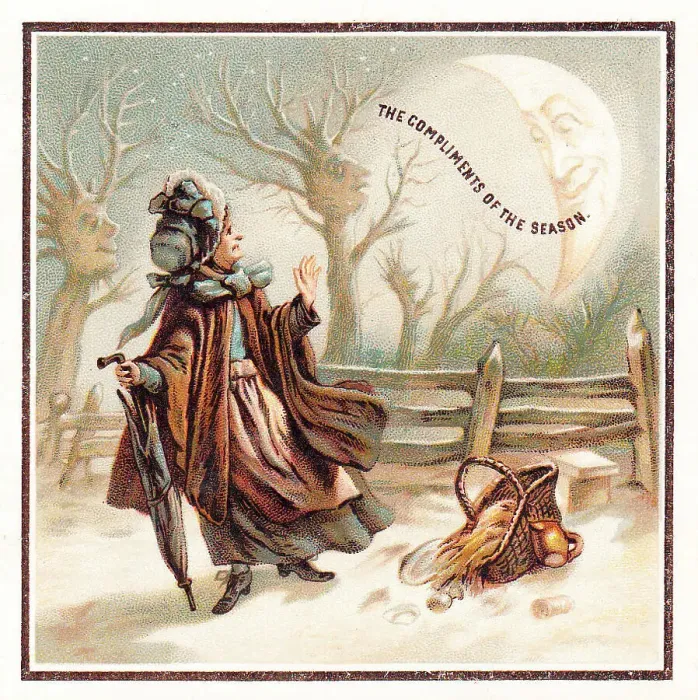 Framed Print : Late Victorian 1880s Greetings Card Christmas Framed Print : Late Victorian 1880s Greetings Card Christmas