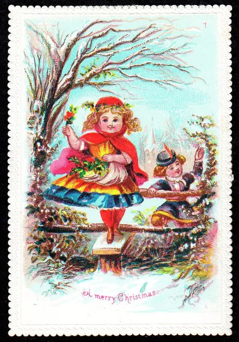 Framed Print : Late Victorian 1890s Greetings Card Christmas Framed Print : Late Victorian 1890s Greetings Card Christmas