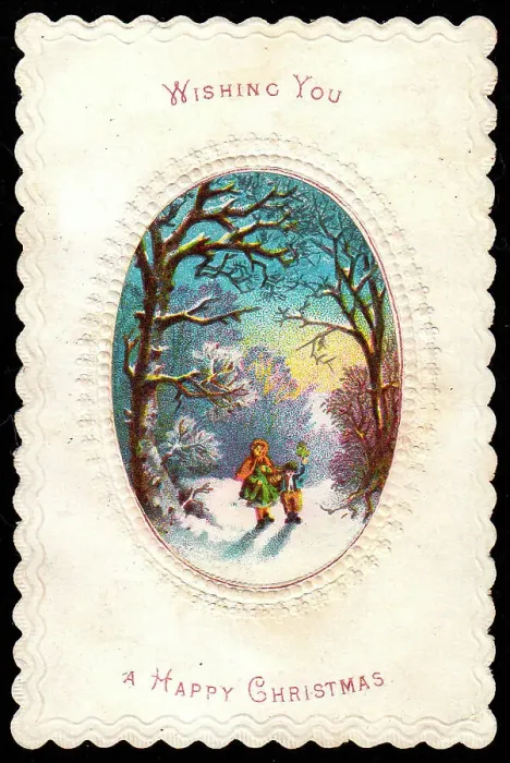 Framed Print : Late Victorian 1890s Greetings Card Seasonal Framed Print : Late Victorian 1890s Greetings Card Seasonal