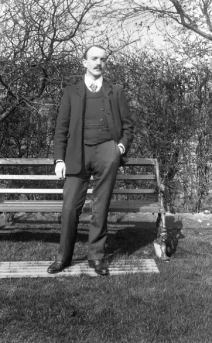 Framed Print : Late Victorian picture of a man in garden Framed Print : Late Victorian picture of a man in garden