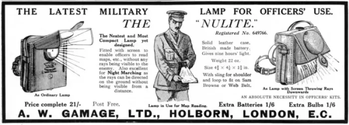 Framed Print : The latest military lamp from Gamages, World War One Framed Print : The latest military lamp from Gamages, World War One