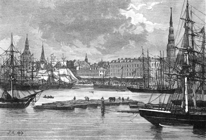 Framed Print : Latvia / Riga / Harbour 1875 Framed Print : Latvia / Riga / Harbour 1875
