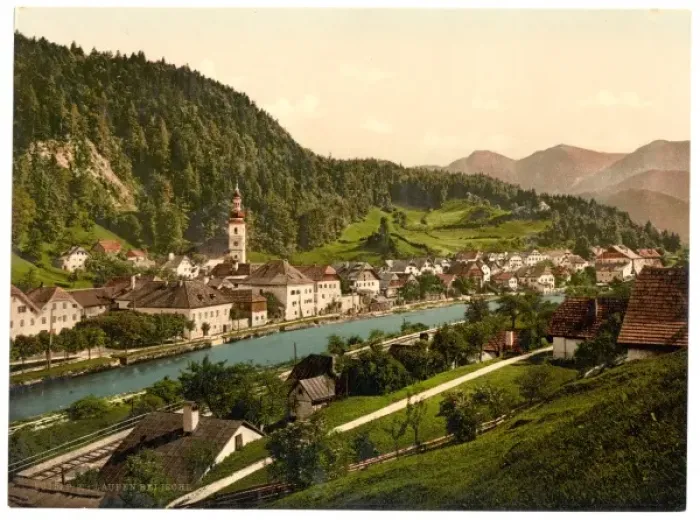 Framed Print : Laufen near Ischl from west, Upper Austria, Austro-Hungary Framed Print : Laufen near Ischl from west, Upper Austria, Austro-Hungary