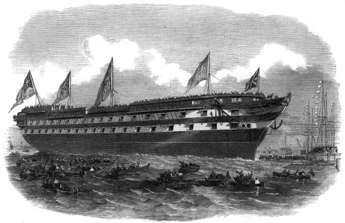 Framed Print : Launch of the Hannibal steamship, 1854 Framed Print : Launch of the Hannibal steamship, 1854
