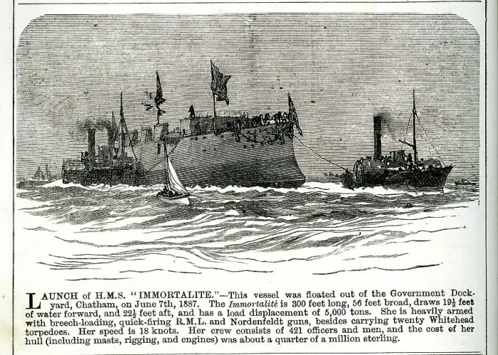 Framed Print : Launch of HMS Immortalite at Chatham Dockyard, Kent Framed Print : Launch of HMS Immortalite at Chatham Dockyard, Kent
