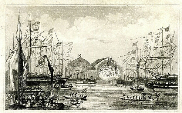 Launch of HMS Trafalgar at Woolwich, 21 June 1841