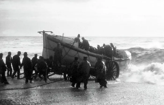 Framed Print : Launching a Lifeboat Victorian period Framed Print : Launching a Lifeboat Victorian period