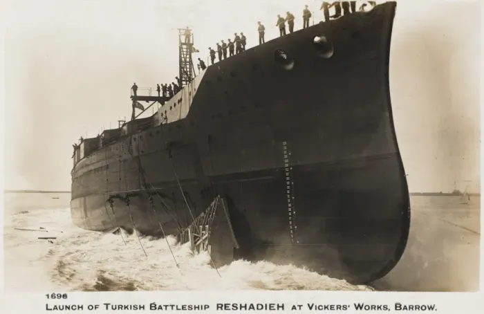 Framed Print : Launching of Turkish Battleship Framed Print : Launching of Turkish Battleship