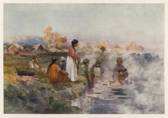 Framed Print : Laundry in a Hot Spring Framed Print : Laundry in a Hot Spring