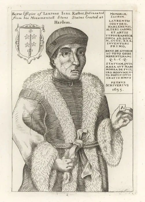 Framed Print : Laurens Janszoon Coster, Dutch inventor of printing, c.1370-1440 Framed Print : Laurens Janszoon Coster, Dutch inventor of printing, c.1370-1440