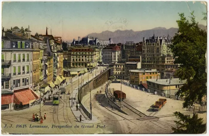 Framed Print : Lausanne, Switzerland - View of the Grand Pont