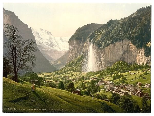 Lauterbrunnen Valley with Staubbach, Bernese Oberland, Switz