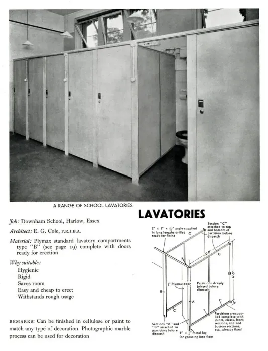 Framed Print : Lavatories at Downham School, Harlow, Essex Framed Print : Lavatories at Downham School, Harlow, Essex