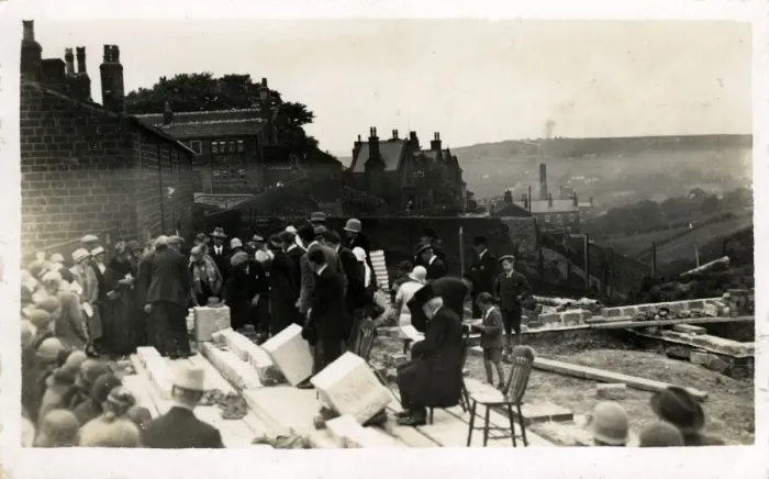 Framed Print : Laying of Commemoration Stone, Thought to be Keighley Area Framed Print : Laying of Commemoration Stone, Thought to be Keighley Area