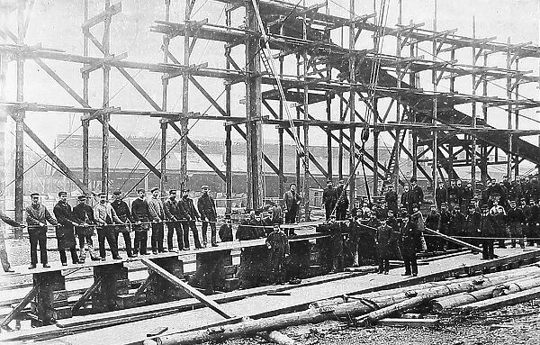 Laying a keel, Thames Iron Works, London
