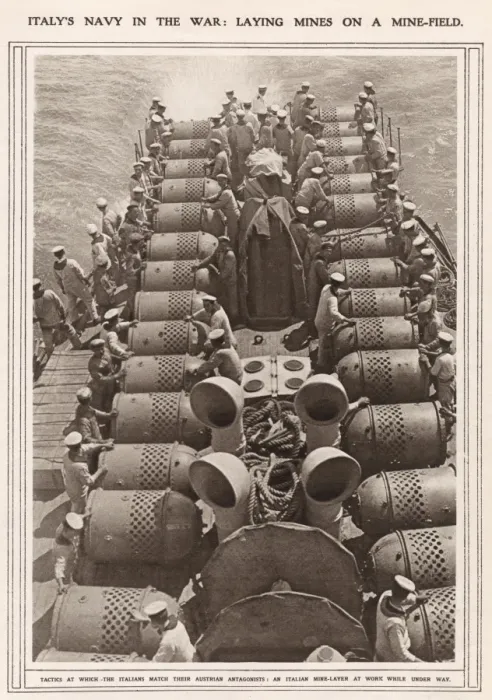 Framed Print : Laying mines, Italian navy, World War One Framed Print : Laying mines, Italian navy, World War One