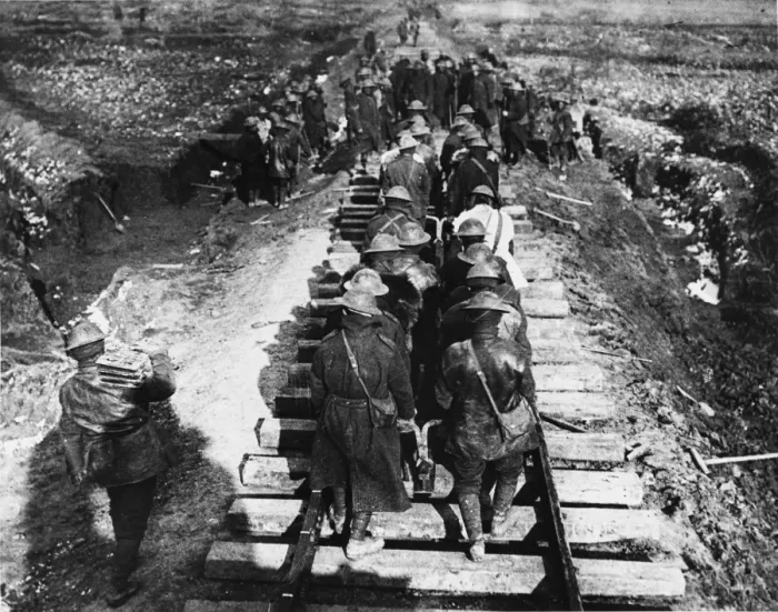 Framed Print : Laying railway line 1917 Framed Print : Laying railway line 1917