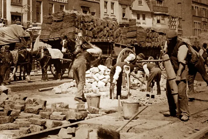 Framed Print : Laying tram lines in London Framed Print : Laying tram lines in London