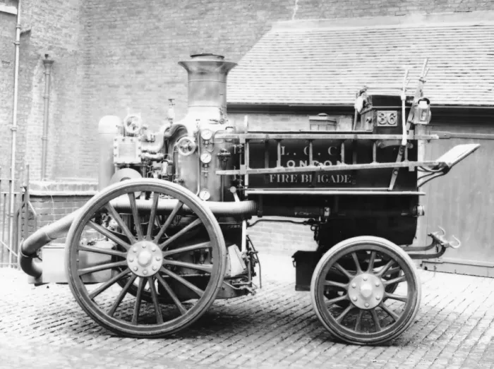 Framed Print : LCC-LFB Bishopsgate fire station horse drawn steamer Framed Print : LCC-LFB Bishopsgate fire station horse drawn steamer