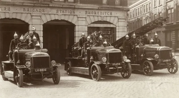 Framed Print : LCC-LFB engines and crews, Shoreditch fire station Framed Print : LCC-LFB engines and crews, Shoreditch fire station