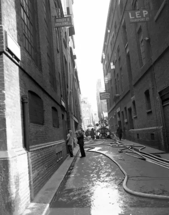 Framed Print : LCC-LFB fatal warehouse fire, Langley Street WC2 Framed Print : LCC-LFB fatal warehouse fire, Langley Street WC2