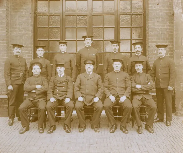 Framed Print : LCC-LFB Fire Station firemen, group photo Framed Print : LCC-LFB Fire Station firemen, group photo
