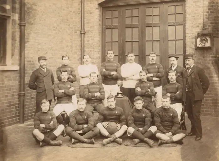 Framed Print : LCC-LFB firemen in football team, New Cross, SE London Framed Print : LCC-LFB firemen in football team, New Cross, SE London