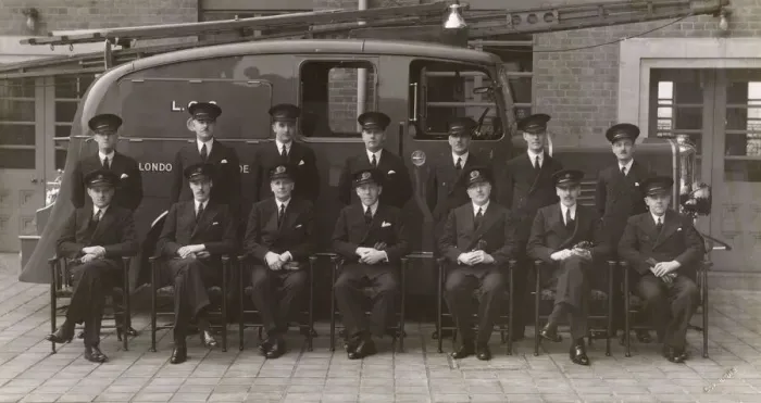 Framed Print : LCC-LFB officers group photo with vehicle Framed Print : LCC-LFB officers group photo with vehicle