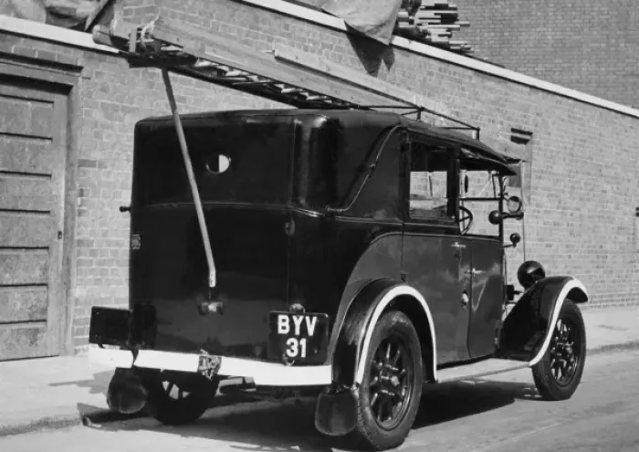 Framed Print : LCC-LFB taxi converted for fire brigade use, WW2 Framed Print : LCC-LFB taxi converted for fire brigade use, WW2