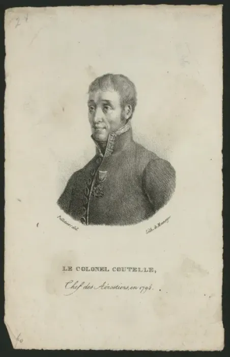 Framed Print : Le Colonel Coutelle, chef des aerostiers, en 1794 Framed Print : Le Colonel Coutelle, chef des aerostiers, en 1794