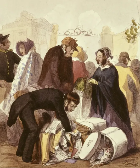 Framed Print : Le douane (customs). Engraving by Bouchot, 1830 Framed Print : Le douane (customs). Engraving by Bouchot, 1830