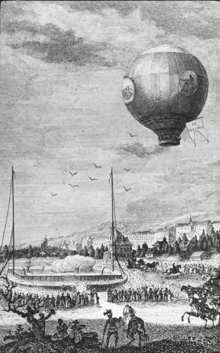 Framed Print : Le Flesselle balloon over Lyons, 1784