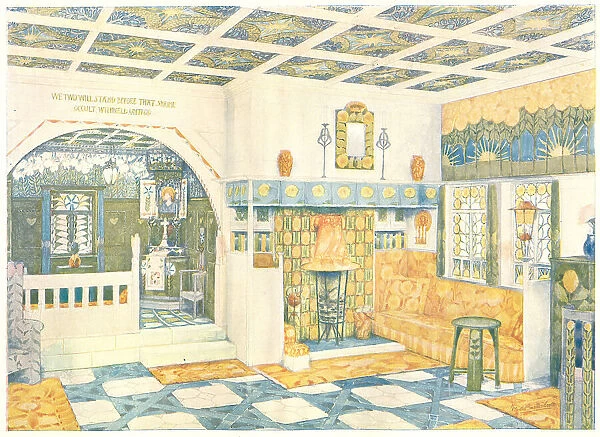 Le Nid. An architectural interior illustration of Le Nid with yellow themed