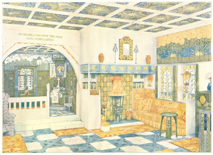 Framed Print : Le Nid. An architectural interior illustration of Le Nid with yellow themed Framed Print : Le Nid. An architectural interior illustration of Le Nid with yellow themed