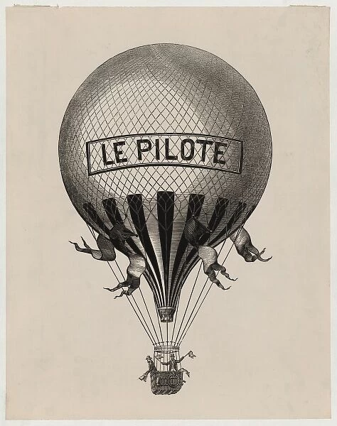Le pilote. Print shows two men standing in basket of balloon, Le Pilote