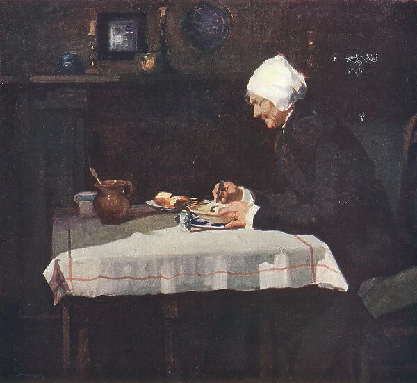 Le Souper. A portrait painting showing the side profile of an old woman