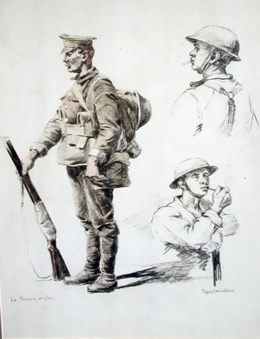Framed Print : Le Tommy Anglais and Types Canadiens, WW1 Framed Print : Le Tommy Anglais and Types Canadiens, WW1
