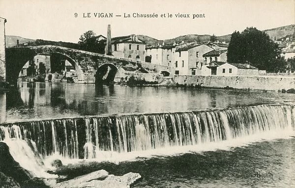 Le Vigan, France - Riverbank and the Old Bridge