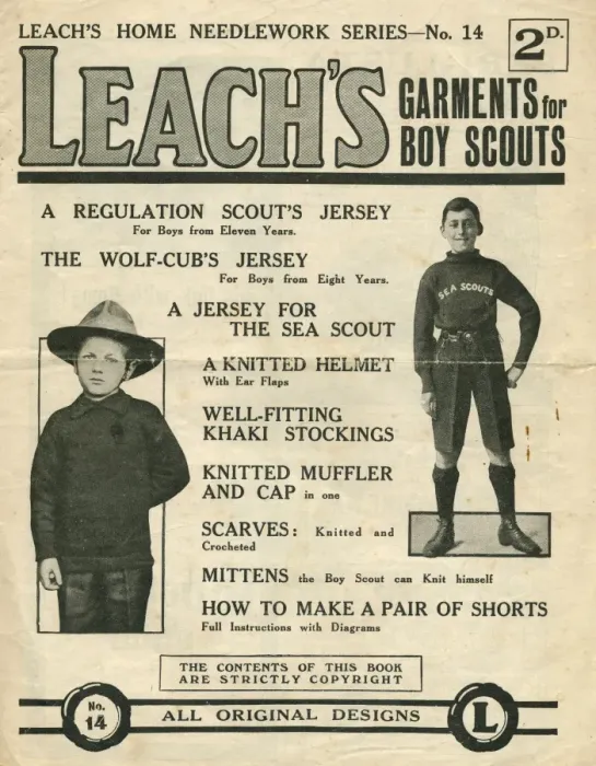 Framed Print : Leachs knitting booklet - garments for scouts, WW1