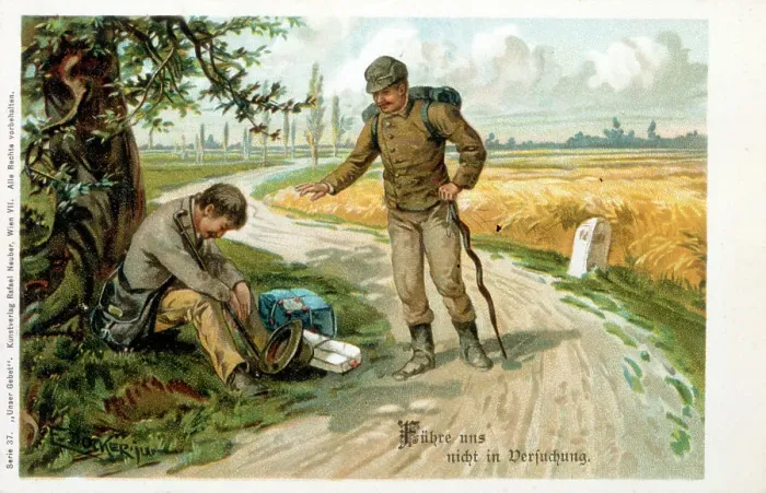 Framed Print : Lead us not into temptation... Date: early 20th century Framed Print : Lead us not into temptation... Date: early 20th century