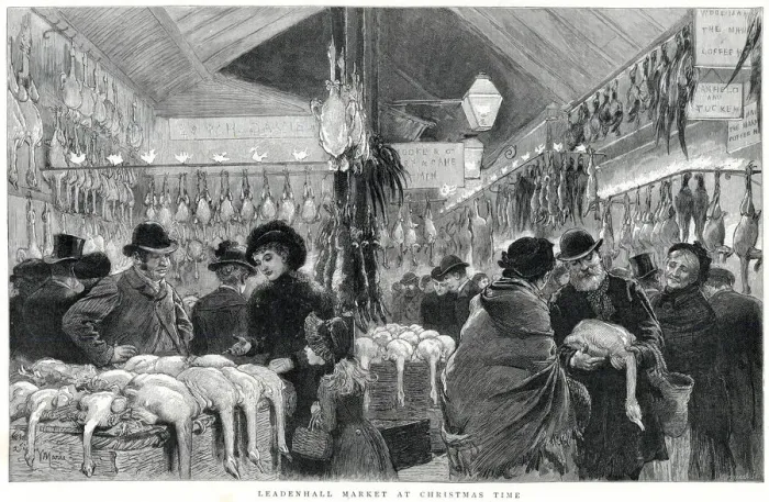 Framed Print : Leadenhall Market at Christmas 1884 Framed Print : Leadenhall Market at Christmas 1884