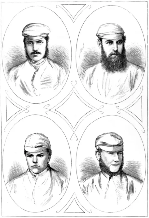 Framed Print : Four leading cricketers of 1874 Framed Print : Four leading cricketers of 1874