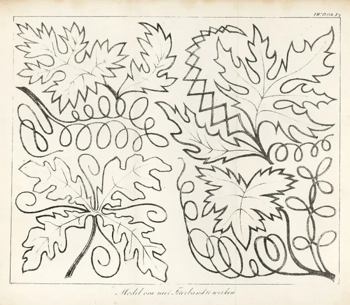 Framed Print : Leaf patterns for needlework Framed Print : Leaf patterns for needlework