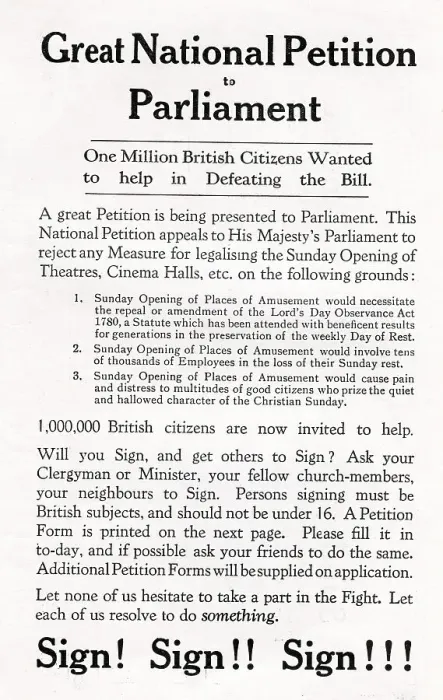Framed Print : Leaflet 3 against Sunday opening of Theatres and Cinemas Framed Print : Leaflet 3 against Sunday opening of Theatres and Cinemas