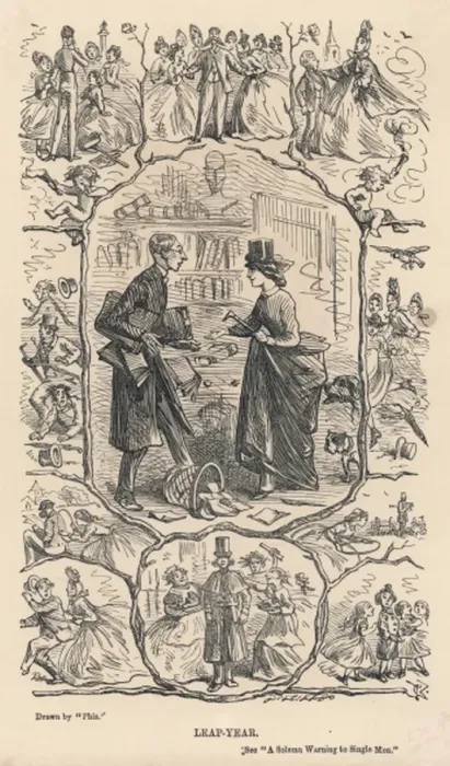 Framed Print : Leap Year / Phiz / 1864 Framed Print : Leap Year / Phiz / 1864