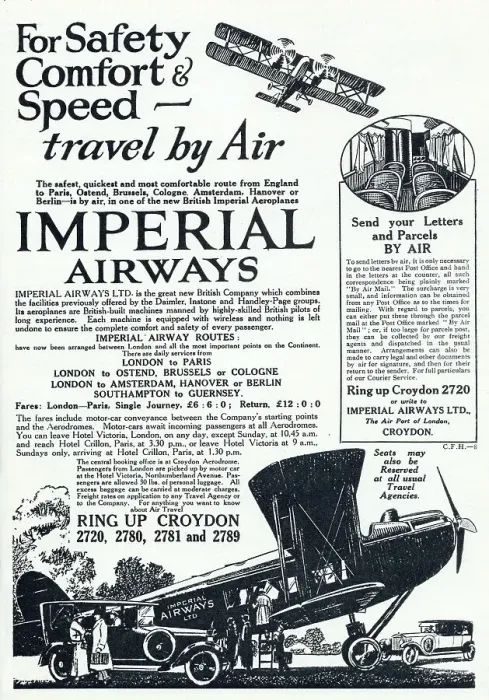 Framed Print : You can leave Hotel Victoria, London, at 10.45 am and reach Hotel Crillon, Paris, at 3.30 pm - thanks to Imperial Airways Date: 1924 Framed Print : You can leave Hotel Victoria, London, at 10.45 am and reach Hotel Crillon, Paris, at 3.30 pm - thanks to Imperial Airways Date: 1924