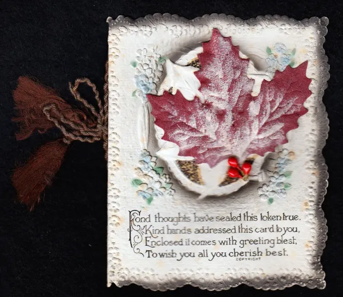 Framed Print : Leaves and red berries with verse on a Christmas card Framed Print : Leaves and red berries with verse on a Christmas card
