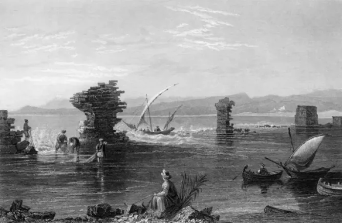Framed Print : Lebanon / Tyre Port 1847 Framed Print : Lebanon / Tyre Port 1847