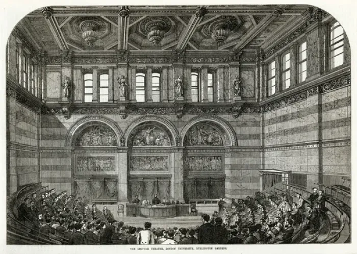 Framed Print : Lecture theatre, London University, Burlington House 1871 Framed Print : Lecture theatre, London University, Burlington House 1871